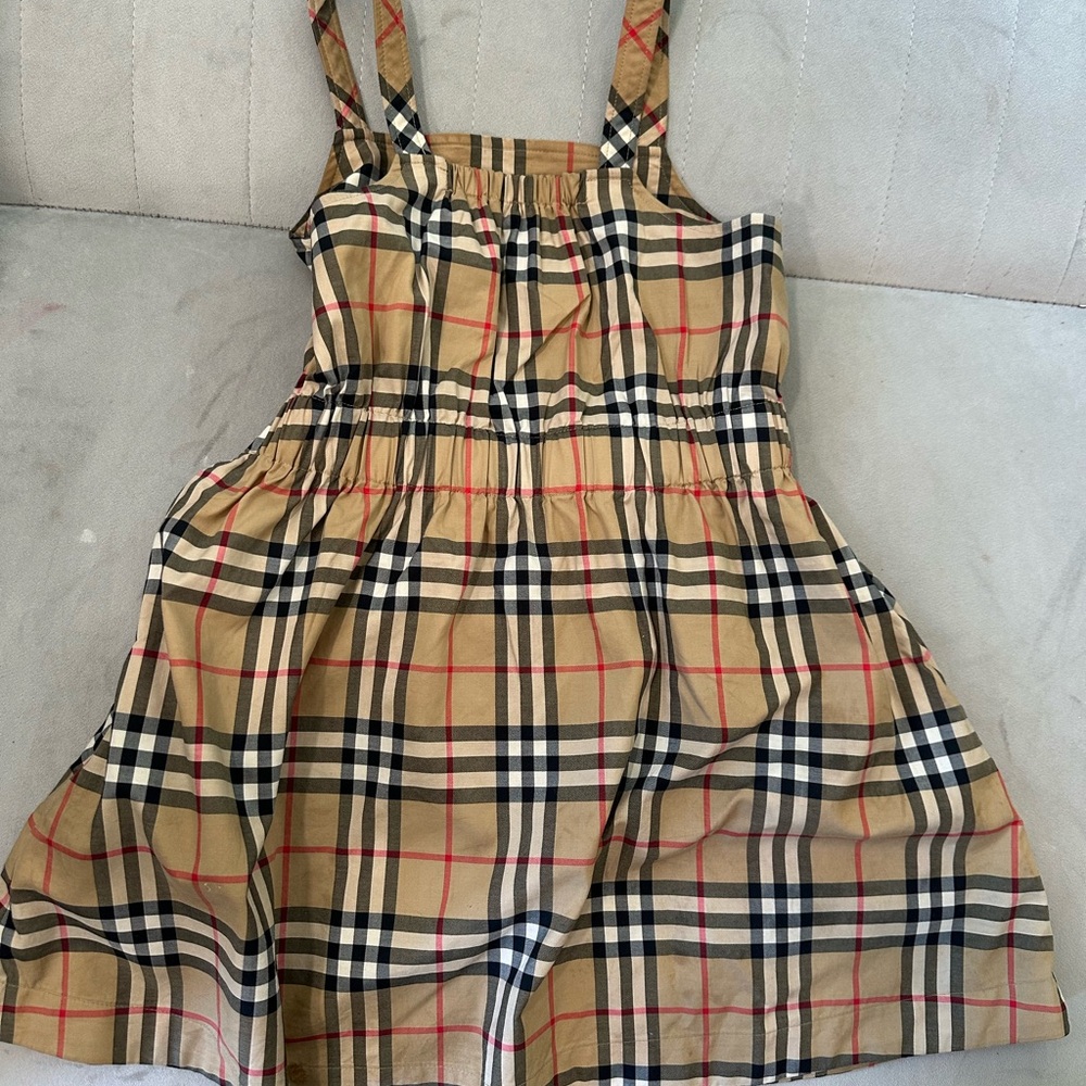 Burberry Girls Beige Tartan Dress with Black & Red Plaid - Picture 5 of 5